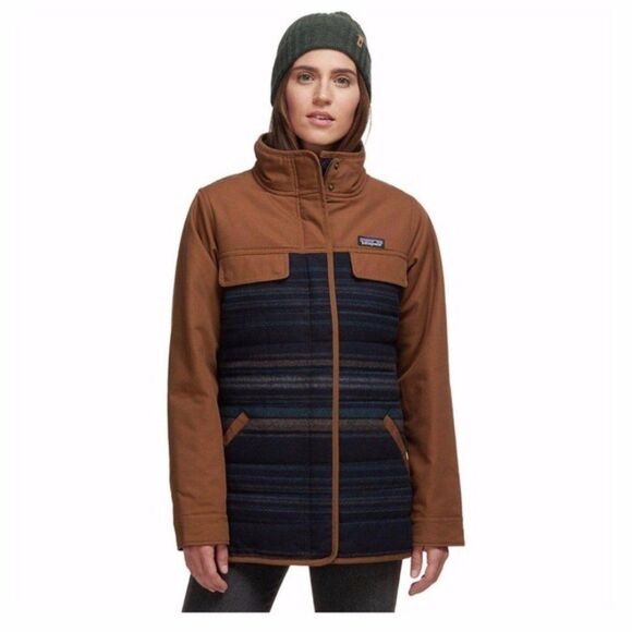 Patagonia coat womens out yonder coat in owl brown small
